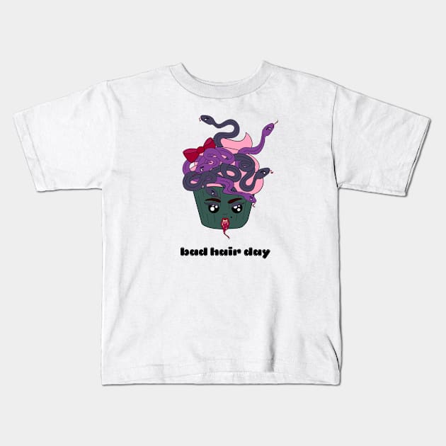 Cute and creepy Halloween Medusa Gorgon cup cake - bad hair day Kids T-Shirt by Cute_but_crazy_designs